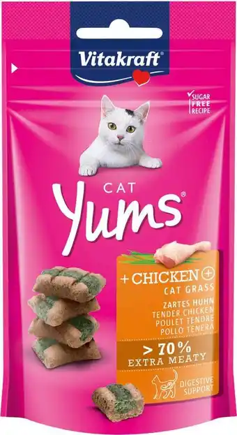 Intratuin Vitakraft kattensnack cat yums kip en kattengras 40 g aanbieding