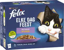 Intratuin Felix kattenvoer in gelei elke dag feest mix selectie adult 85 g 12 stuks aanbieding