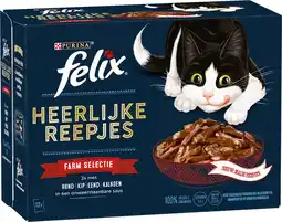 Intratuin Felix kattenvoer in saus heerlijke reepjes farm selectie adult 80 g 12 stuks aanbieding