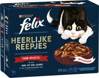 Intratuin Felix kattenvoer in saus heerlijke reepjes farm selectie adult 80 g 12 stuks aanbieding