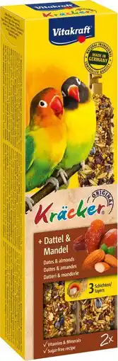 Intratuin Vitakraft vogelsnack kräcker agapornide dadel en amandel 2 stuks aanbieding