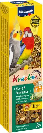 Intratuin Vitakraft vogelsnack kräcker valkparkiet honing en eucalyptus 2 stuks aanbieding