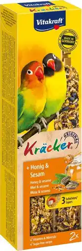 Intratuin Vitakraft vogelsnack kräcker agapornide honing en sesam 2 stuks aanbieding