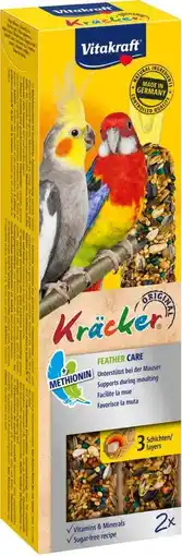 Intratuin Vitakraft vogelsnack kräcker valkparkiet feather care 2 stuks aanbieding