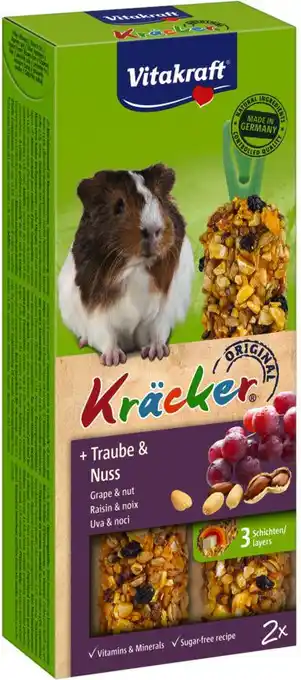 Intratuin Vitakraft caviasnack kräcker druif en noot 2 stuks aanbieding