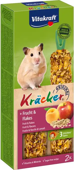 Intratuin Vitakraft hamstersnack kräcker fruit en flakes 2 stuks aanbieding