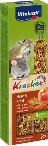 Intratuin Vitakraft knaagdiersnack kräcker gierst en appel 2 stuks aanbieding