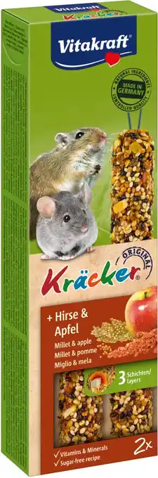 Intratuin Vitakraft knaagdiersnack kräcker gierst en appel 2 stuks aanbieding