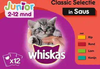 Intratuin Whiskas classic selectie vlees in saus junior 100 g 12 stuks aanbieding