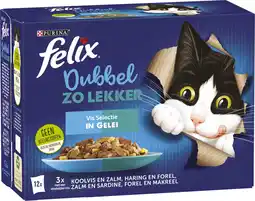 Intratuin Felix kattenvoer in gelei dubbel zo lekker vis adult 85 g 12 stuks aanbieding