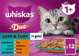 Intratuin Whiskas kattenvoer in gelei surf en turf vis adult 85 g 12 stuks aanbieding