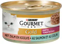 Intratuin Gourmet gold kattenvoer hartig torentje met zalm en koolvis 85 g aanbieding