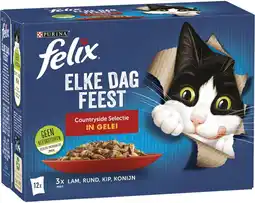 Intratuin Felix kattenvoer in gelei elke dag feest countryside selectie adult 85 g 12 stuks aanbieding