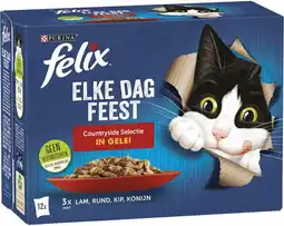 Intratuin Felix kattenvoer in gelei elke dag feest countryside selectie adult 85 g 12 stuks aanbieding