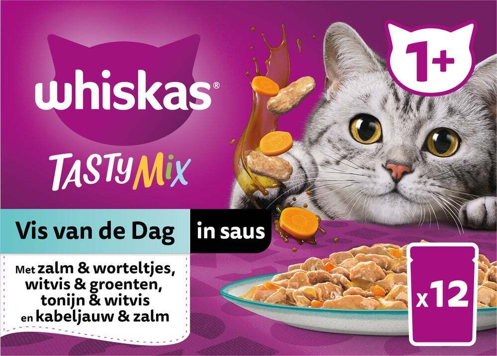 Whiskas kattenvoer in saus vis van de dag adult 85 g 12 stuks