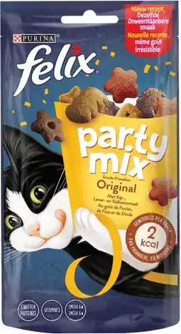 Intratuin Felix kattensnack partymix original mix kip en kalkoen 60 g aanbieding