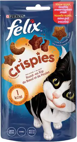 Intratuin Felix kattensnack crispies rund en kip 48 g aanbieding