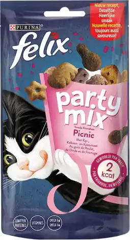 Intratuin Felix kattensnack partymix picnic mix kip en kalkoen 60 g aanbieding