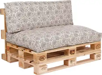 Intratuin In the mood palletkussen beige met bloemen 120 x 80 x 12 cm aanbieding