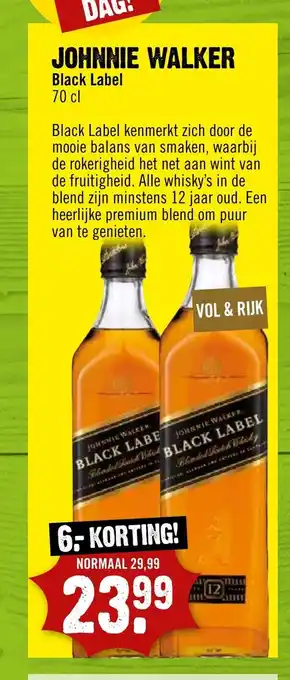 Dirck 3 JOHNNIE WALKER Black Label 70 cl aanbieding