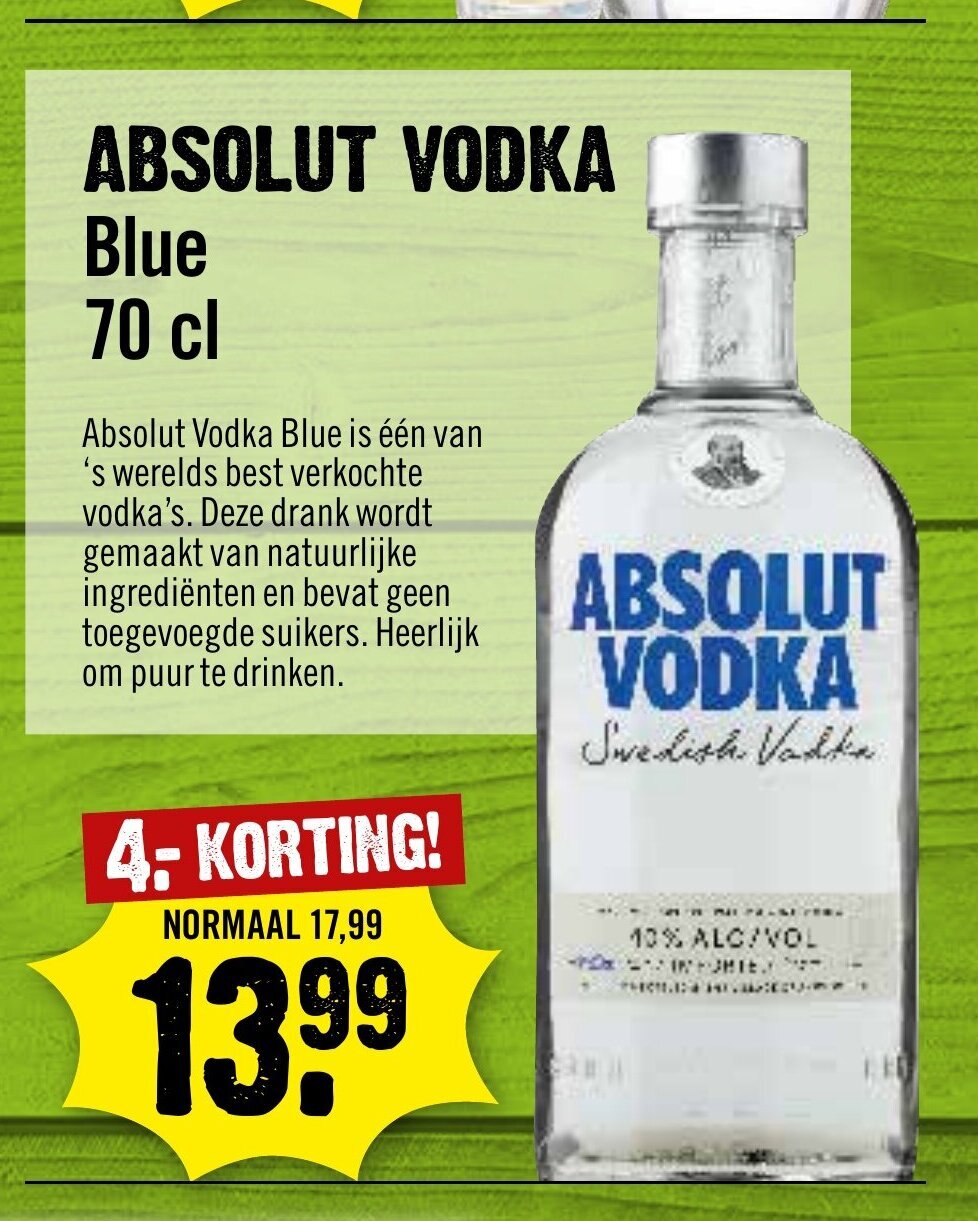 Dirck 3 ABSOLUT VODKA Blue 70 cl aanbieding