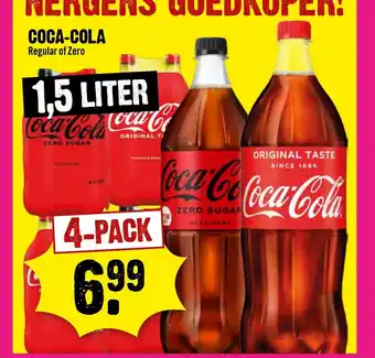 Dirck 3 COCA-COLA Regular of Zero 1,5 LITER 4-pack aanbieding