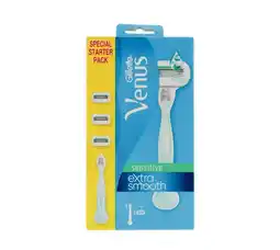 Voordeeldrogisterij Gillette venus extra smooth sensitive scheermes -  starterpack met 3 mesjes aanbieding