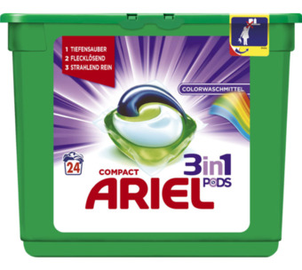 Voordeeldrogisterij Ariel 3 in 1 was pods color wasmiddel - 24 wasbeurten aanbieding
