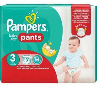 Voordeeldrogisterij Pampers baby dry pants maat 3 - 31 luiers aanbieding