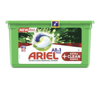Voordeeldrogisterij Ariel pods all in 1 extra clean power - 31 wasbeurten aanbieding
