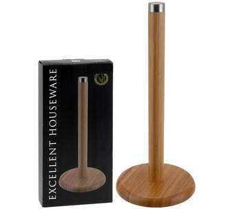 Voordeeldrogisterij Excellent houseware keukenrolhouder bamboe - 14 x 32 cm aanbieding