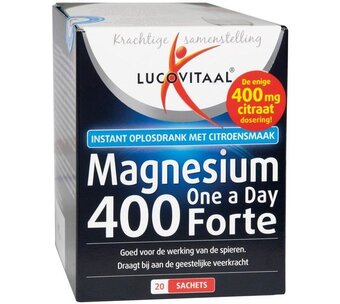Voordeeldrogisterij Lucovitaal supplement magnesium 400 forte one a day - 20 sachets aanbieding