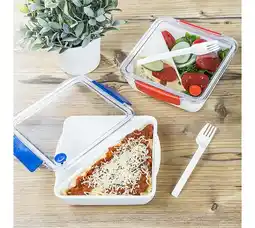 Voordeeldrogisterij Premium lunchbox 2 vakken - 18,5 x 18,5 x 5 cm aanbieding