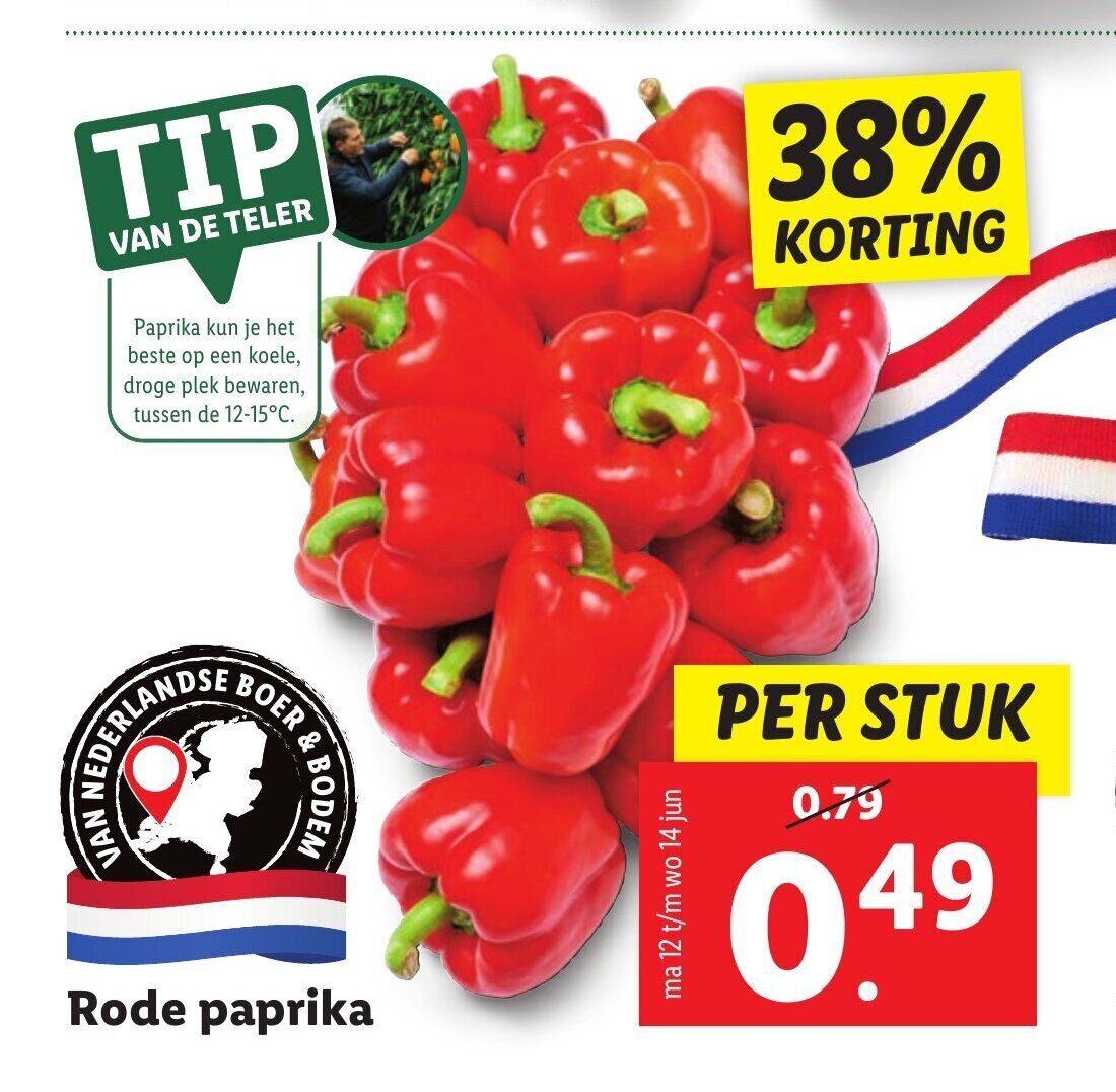 Rode paprika aanbieding bij Lidl