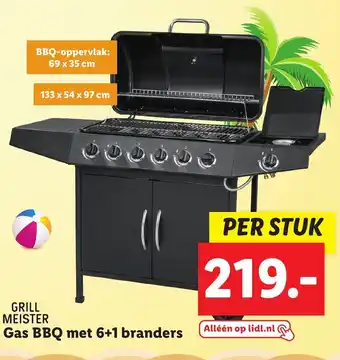 Lidl GRILL MEISTER Gas BBQ met 6+1 branders aanbieding