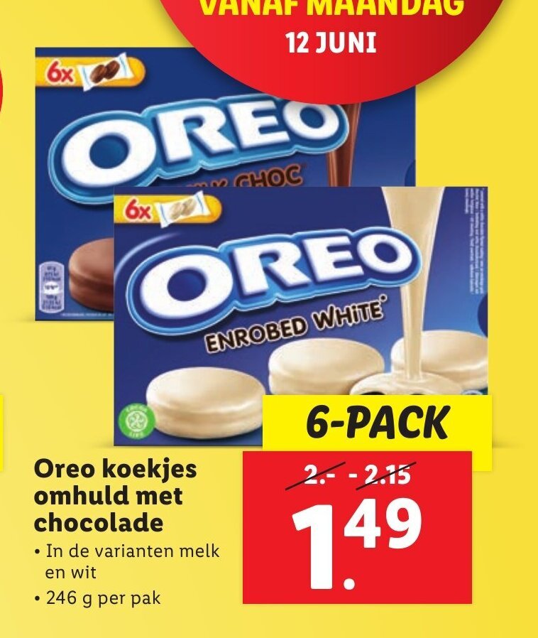 Lidl Oreo koekjes omhuld met chocolade 6-pack aanbieding