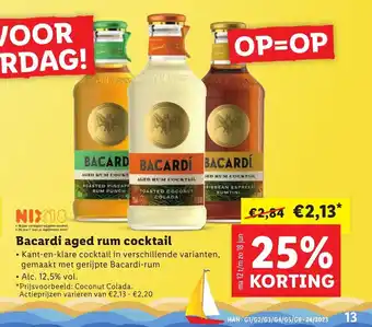 Lidl Bacardi aged rum cocktail aanbieding