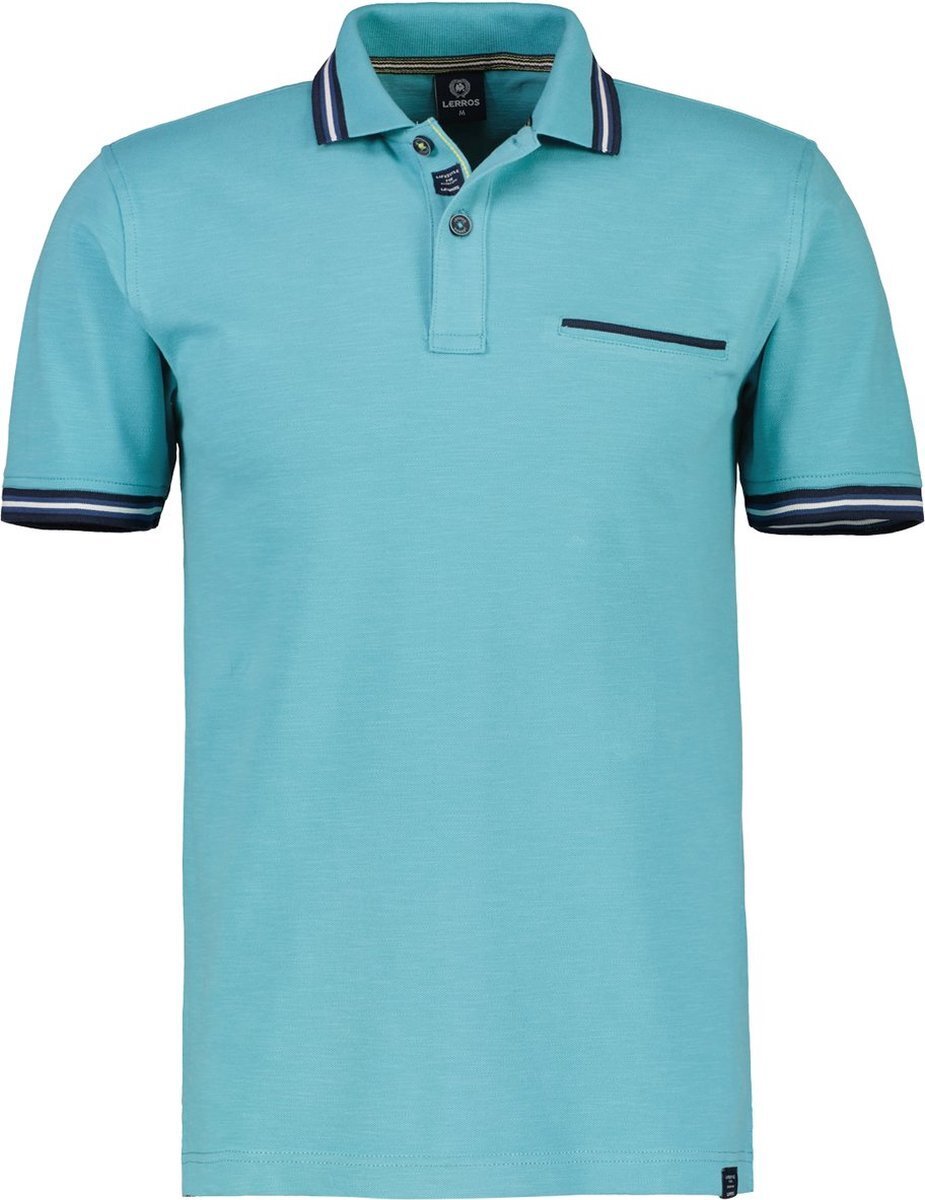 Bol.com Lerros korte mouw polo shirt - 2343248 418 light turquoise (maat: xxxl) aanbieding