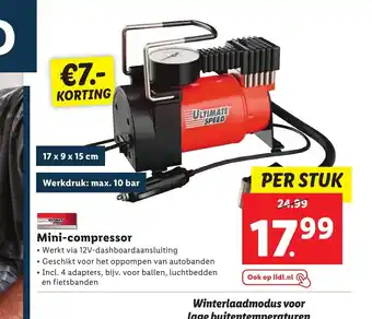 Lidl Mini-compressor Werkt via 12V-dashboardaansluiting aanbieding