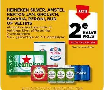 Jumbo HEINEKEN SILVER, AMSTEL, HERTOG JAN, GROLSCH, BAVARIA, PERONI, BUD OF VELTINS aanbieding