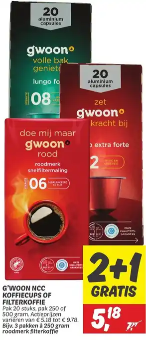 Dekamarkt G'WOON NCC KOFFIECUPS OF FILTERKOFFIE aanbieding