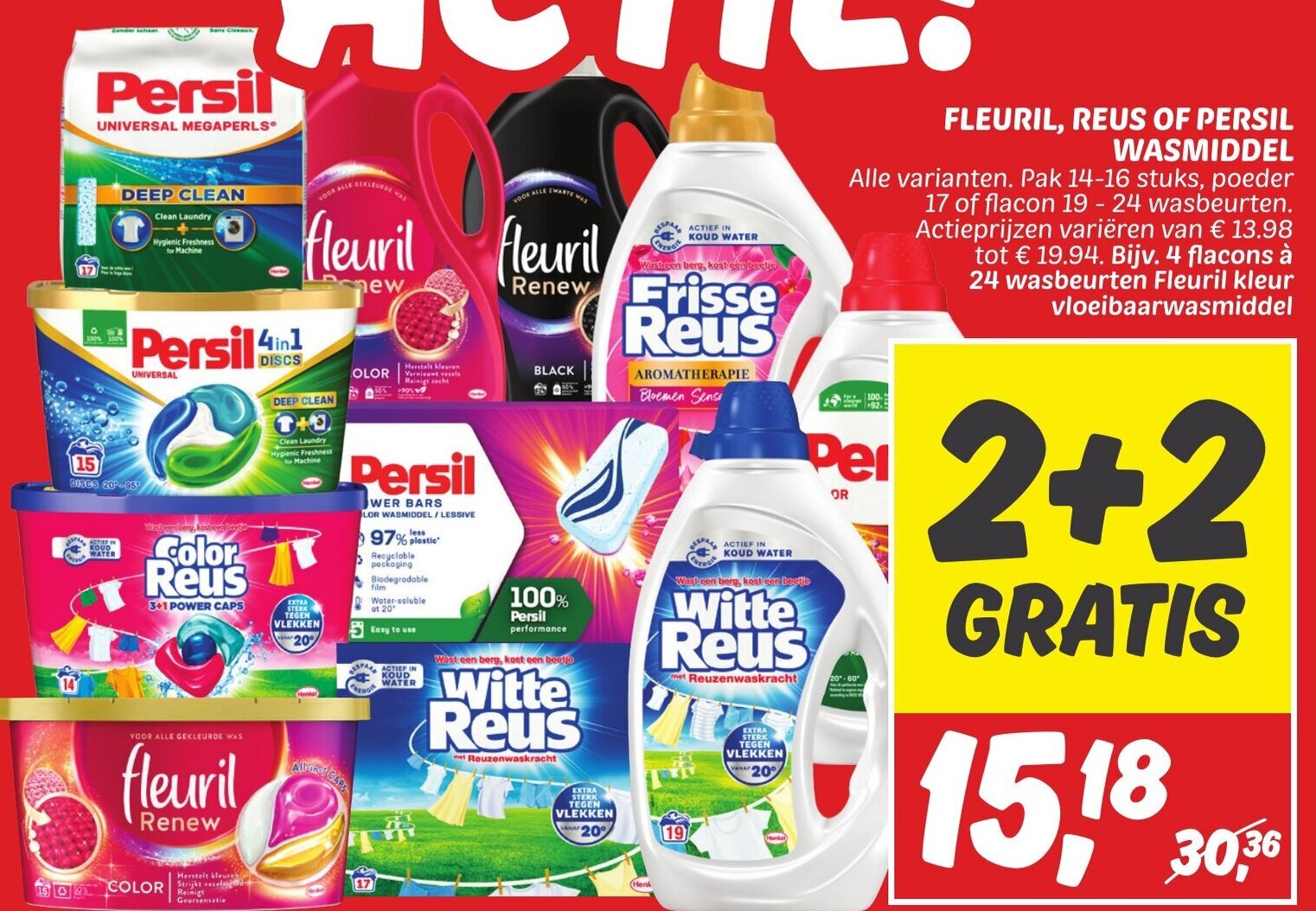 Dekamarkt FLEURIL, REUS OF PERSIL WASMIDDEL aanbieding