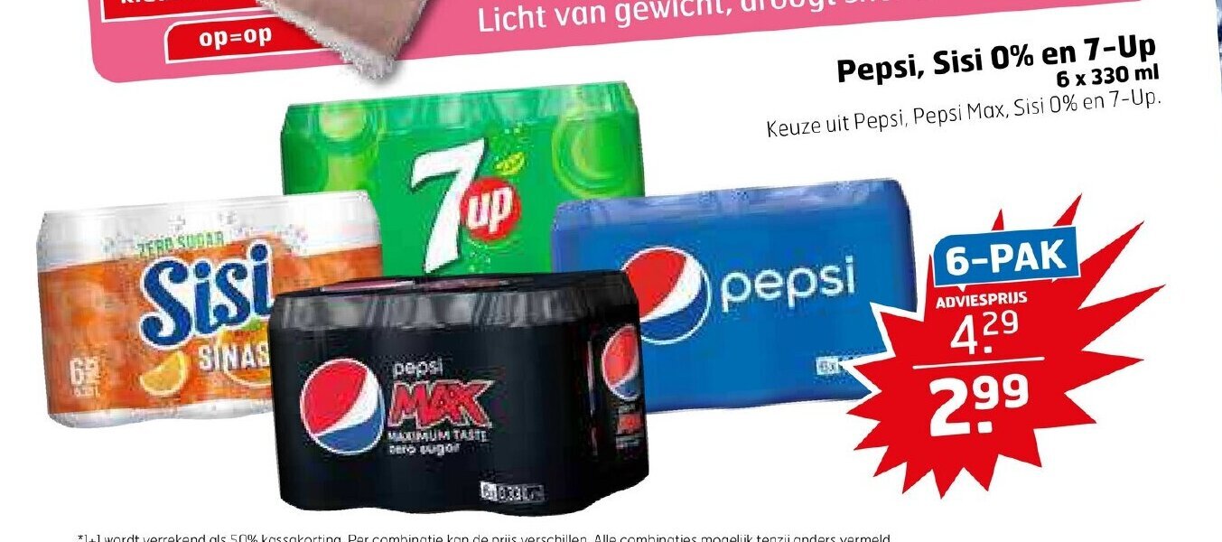 Pepsi, Sisi 0% en 7-Up aanbieding bij Trekpleister