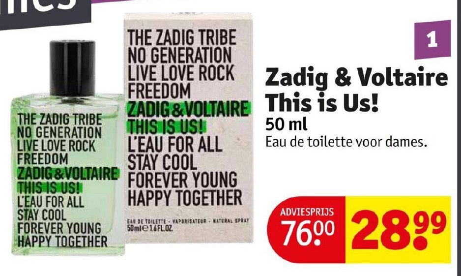 Zadig & Voltaire This is Us! 50ml aanbieding bij Kruidvat