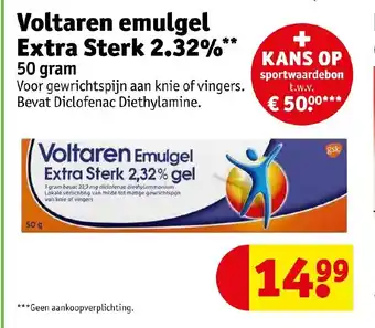 Kruidvat Voltaren emulgel Extra Sterk 2.32% 50 gram aanbieding