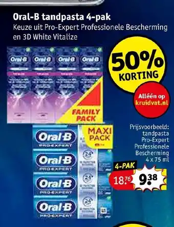 Kruidvat Oral-B tandpasta Pro-Expert Professionele Bescherming 4 x 75 ml aanbieding