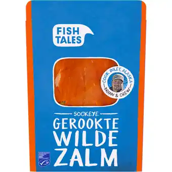 Albert Heijn Fish tales gerookte sockeye zalm 100g aanbieding