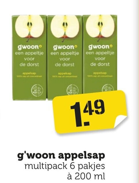 Coop g'woon appelsap aanbieding
