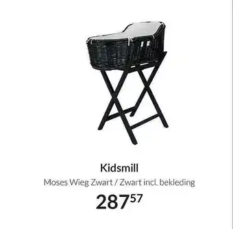 Babypark Kidsmill Moses Wieg Zwart - Zwart Incl. Bekleding aanbieding