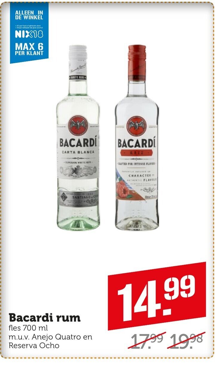 Coop Bacardi rum 700 ml aanbieding